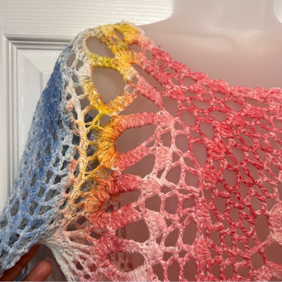 Boston Proper Pink Coral Crochet Fairy Top Ombre Boho Beach Coastal Whimsical - Picture 5 of 10